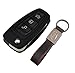 Carcasa Funda Llave Remoto Mando 3 Botones para Ford Focus Mondeo Fusion Fiesta Ka Kuga Ecosport S-MAX C 2011-2017 con Llavero de Cuero KASER