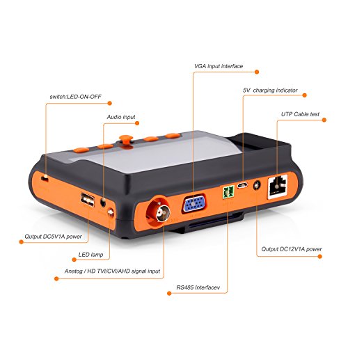 5 MP CCTV Security Camera Tester,5" AHD TVI CVI CVBS CCTV Analog Video Tester,PTZ Contorl &Cable Camera Tester with HDMI Interface(HDMI in)- 5900S