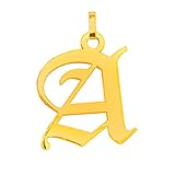 WIN JEWELRY 14K Authentic Gold Old English Inital Pendant (B)