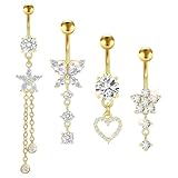 OPVYAEU 4 piezas piercing ombligo dorado anillo ombligo piercing mujer joyería ombligo accesorio moda anillo cuerpo mujer piercing ombligo