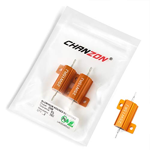 Chanzon 2pcs 25W 15 Ω ohm Wirewound Aluminum Shell Resistor ±5% Tolerance 15R Rohs Certified