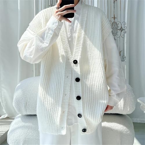 Men's Loose Fit Knit Sweater Vest Casual Solid Soft Layer Sleeveless Button Down Cardigan3