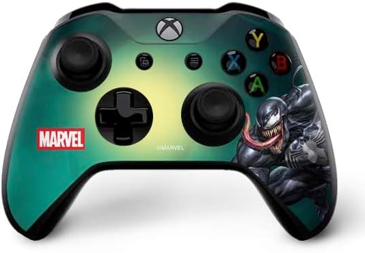 Skinit Decal Gaming Skin Compatible with Xbox One X Bundle - Officially Licensed Marvel Venom Symbiote Design
