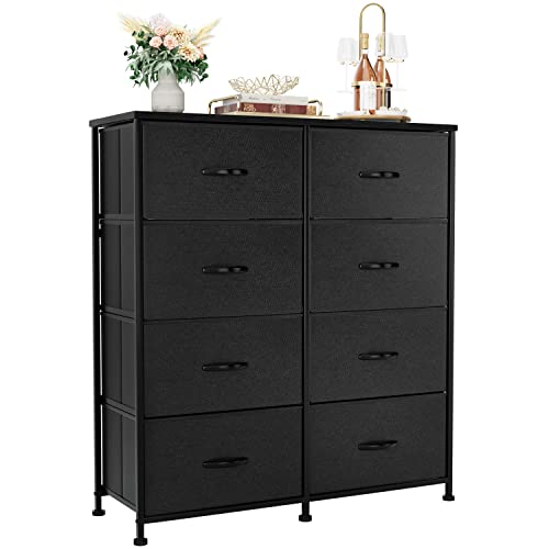 Yeshomy Modern Dresser With 8 Drawers, Wide Chest Storage Tower And Clothes Organizer Unit For Bedroom, Living Room, Hallway, Dormitory, Black #TOP21