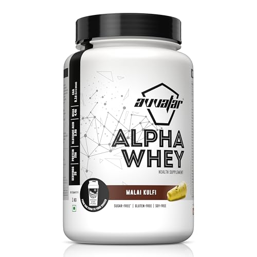 Image of avvatar ALPHA WHEY PROTEIN | 1Kg | Malai Kulfi Flavour | 25g Protein | 25 Servings
