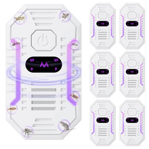 Gecool Paquete de 6 repelentes ultrasónicos de plagas, enchufe de 4 modos actualizado 2025 para uso en interiores, repele eficazmente roedores, insectos y arañas, 100% seguro para tu familia y mascota