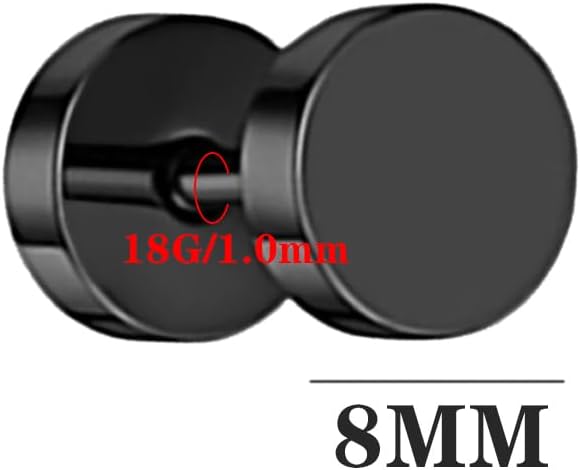 NEWITIN 12 Pairs Dot Stud Earrings for Men Faux Gauges Hypoallergenic Ear Tunnel Earring Surgical Steel Screw Flat Back Round Ear Studs for Women - Image 2