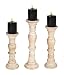 Candle Holder Stand Wooden, Candalbras, Candle Holders, Unity Candle Holders, Rounded Turned Colums, Country Style Idle Gift for Wedding, Party, Home, Spa - 16,14,12 Inch Set of 3 - White Wash