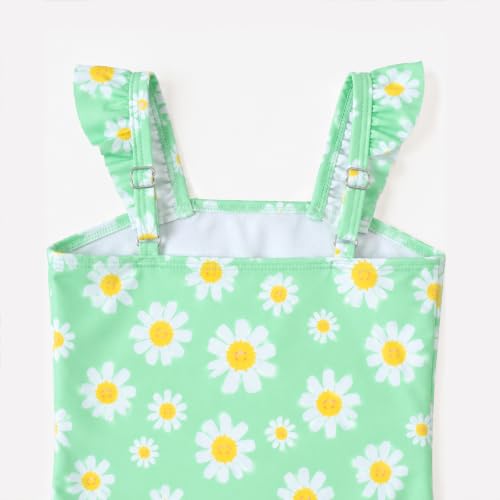 WKTRSM Badeanzug für kleine Mädchen – Einteiliger Baby-Badeanzug mit Sonnenhut – Niedliche Strand-Bademode – Schnell trocknender Badeanzug für Kinder von 3 bis 36 Monaten