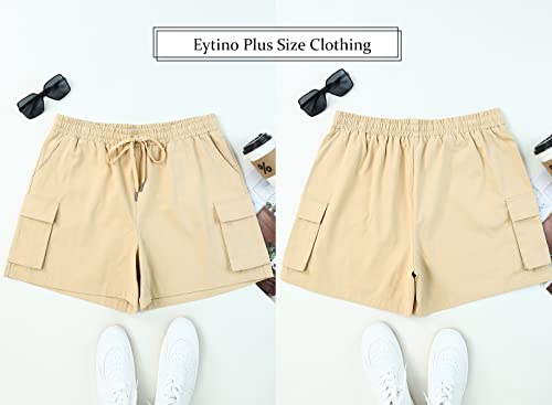 Eytino Womens Plus Size Classic Cargo Stretch Shorts Lightweight Athletic Shorts Hiking Summer Shorts With Pockets,3X Khaki #TOP3