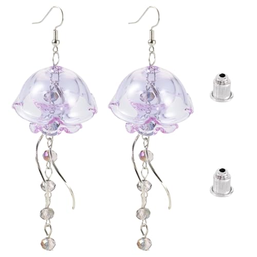 Crafans Pendientes colgantes de cristal con diseño de medusas de viento y barra de latón para niñas y mujeres, Vidrio