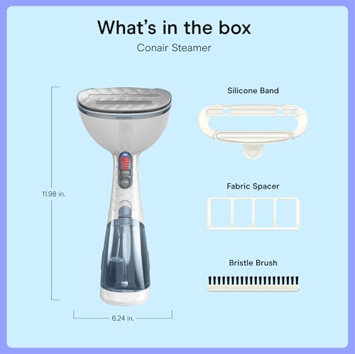 Conair Handheld Garment Steamer for Clothes, Turbo ExtremeSteam 1875W Fabric Steamer, Portable Handheld Design, Strong Penetrating Steam, White/Blue by Conair - Image 7