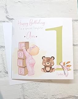 1st Happy Birthday Personalised Card, Daughter, Niece, Cousin, sister, Granddaughter, goddaughter, Friend .Handmade