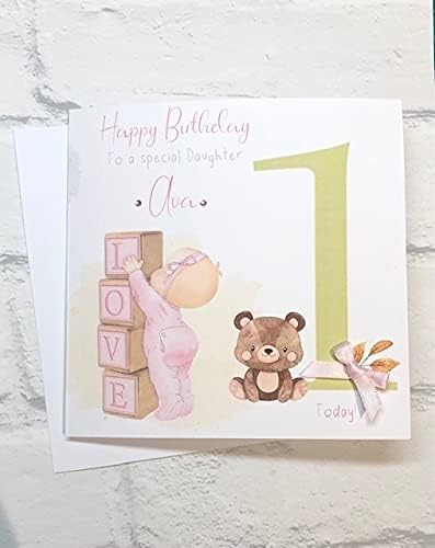 1st Happy Birthday Personalised Card, Daughter, Niece, Cousin, sister, Granddaughter, goddaughter, Friend .Handmade