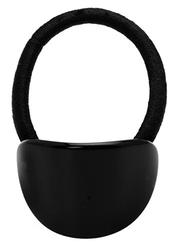 France Luxe Oval Ponytail Holder for Women, Classic, Black