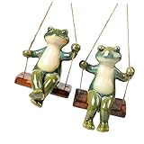 Ornement de couple de balançoire - fait de matériau, et de grenouille en céramique