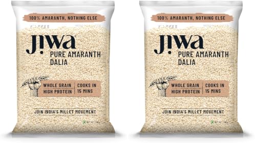 Image of Jiwa Pure Amaranth Dalia | 500 G | Cooks In 15 Minutes | Millet | Broken Rajgira /Amaranth Daliya | Gluten Free (Pack of 2)