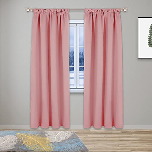 GZQIAWY 1 Pack Blackout Curtains Thermal Curtains for Bedroom Living Room Soft Window Treatments for Kids Super Soft Pencil Pleat Pink 110 in x 95 in (W x L)
