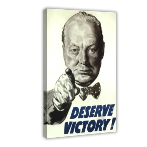 Poster Winston Churchill Deserve Victory solution déco murale salon et bureau 30x45cm