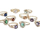 YITANA Fashion Wholesale Lots Bulk Rings Colorful Rhinestone Ring for Boutique Resale (5PCS)