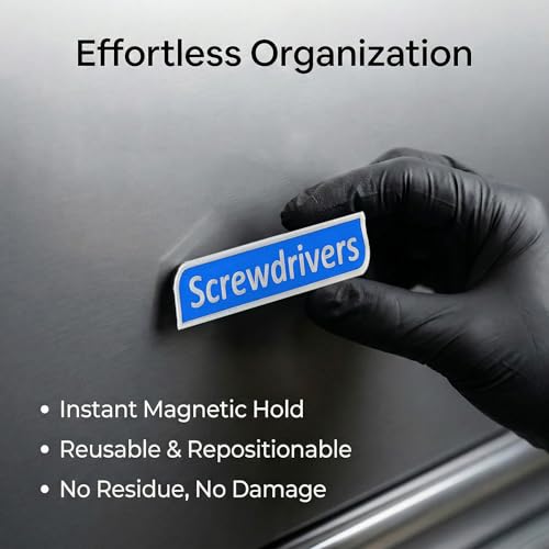 12 PCS Magnetic Tool Box Labels, Toolbox Labels Magnetic, General Tool Box Organize Accessories, Reusable Tags for Steel Toolboxes, Carts, Drawers, and Cabinets — view 3