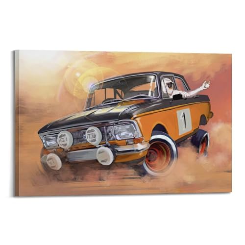 Impression sur toile Russia Rally Racing affiche auto vintage grand format 60x90 cm