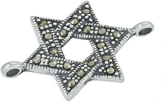 egemmall Sterling Silver Marcasite Star Link Connector Pendant for DIY Jewelry Necklace
