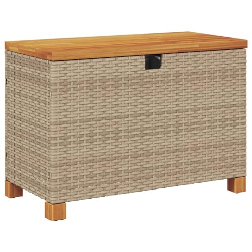 Toshilian - Caja de almacenamiento exterior, caja de almacenamiento para jardín, caja de almacenamiento, caja de almacenamiento, caja de almacenamiento de jardín, color beige, resina trenzada de