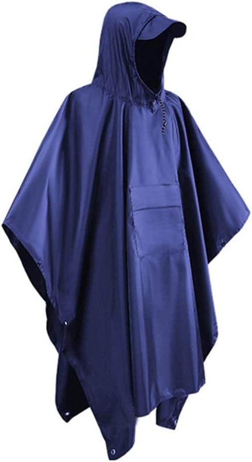 3 in 1 Hooded Waterproof Rain Coat Women Polyester Fabric Men's Raincoat Coat Awning Rain Poncho(E)