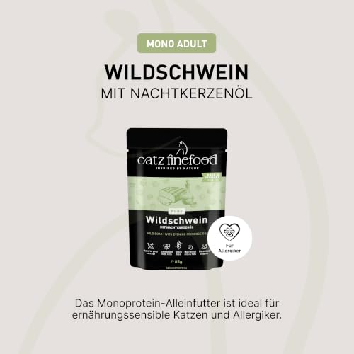 catz finefood Pure Wildschwein Katzenfutter nass, 16 x 85g Pouch