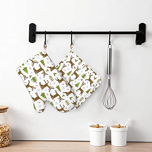 Sheep Oven Mitts Heat Resistant Sets,Farmland Design Theme Amber,Kitchen Oven Glove High Heat Resistant With Non-Slip Silicone Surface For Cooking,Amber Off White #TOP6