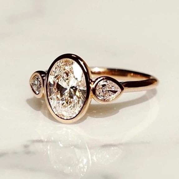 Chandni Enterprise! 2.50 Carat Oval Cut Lab Created Diamond Engagement Ring, 14K Yellow Gold Finish, Sterling Silver, Bezel Set4