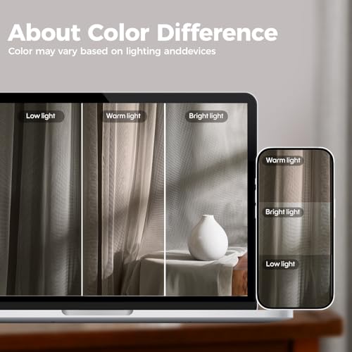 Image of 100% Blackout Curtains for Bedroom, Double Layer Grey Curtains, Black Out Curtain 90 inch Long with Sheer Overlay for Living Room, Room Darkening Window Drapes with Grommet, 52 inch W x 90 inch L