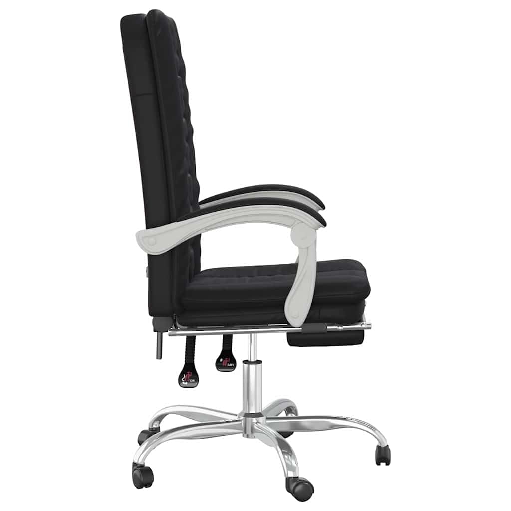 Krzesło biurowe z funkcją leżenia, kolor czarny, sztuczna skóra, ergonomiczna regulacja wysokości, obrotowe, z kółkami i podłokietnikami, do domowego biura, komputera, do gier i krzeseł
