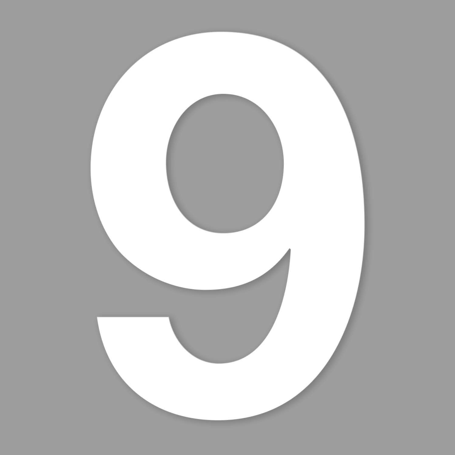 Number 9 Sticker White - Height 10 cm - House Number Self Adhesive for Outdoor, Mailbox, Door, Weatherproof, Kfz_674_9