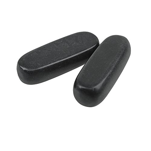 Romonacr 2Pcs Stripe Professional Massage Hot Stone Set Natural Lava Heated Stones Basalt Warmer Rock For Spa, Massage Therapy 3.14 X 1.18 In(3X8Cm) Black #TOP4