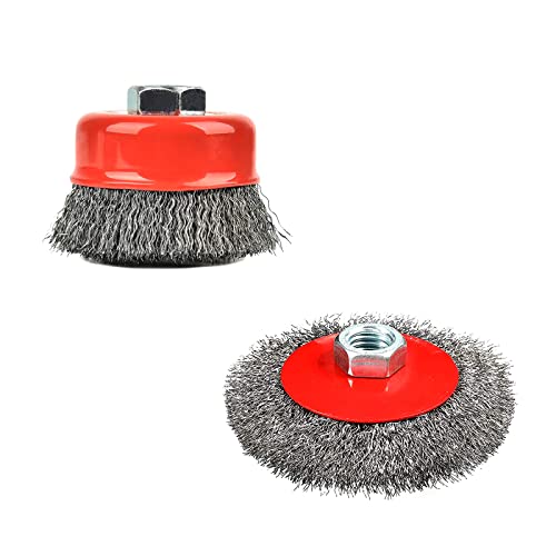 Artibox 2 Pack Wire Brush For 4-1/2 Inch Angle Grinder, 5/8''-11 Unc Threaded Arbor, 0.002 Inch Carbon Steel, Coarse Crimped, 12500 Max Rpm - Wire Wheel For Grinders(3-Inch/4-Inch) #TOP6