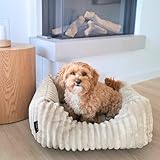 4L Textil Bella Plüsch-Hundebett Premium-LINE Kuscheliges Hundekörbchen aus Cord Katzenkorb Hundekorb für Welpen Hundebett flauschig Hundesofa kleine Hunde (Rosa, 60x40 cm)