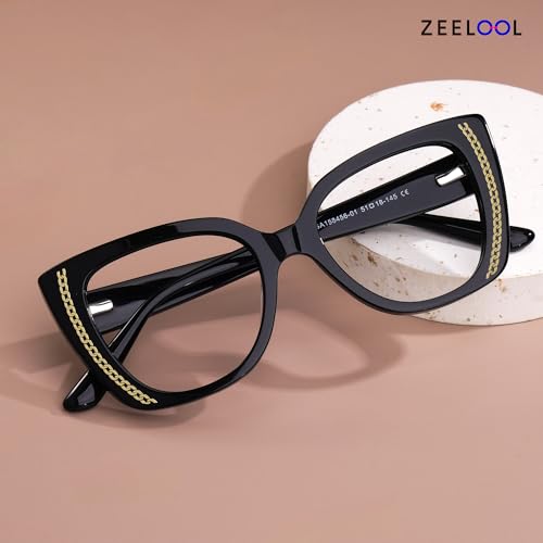 Image of Zeelool Non-prescription Clear Lens Eyeglasses for Women Thick Cat Eye Frame Eyewear JGA158456