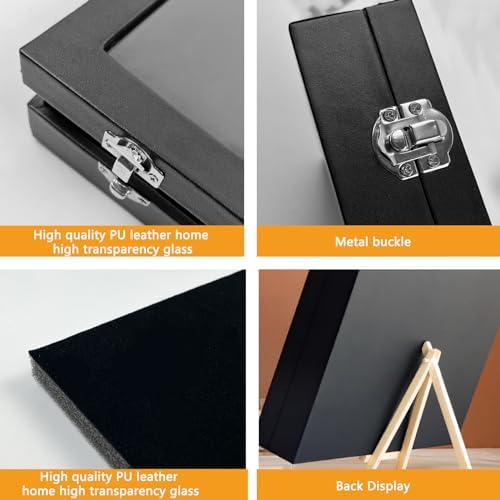 Yexexinm Large Shadow Box Display Frame, 14" X 9.5", Tabletop & Wall Mount for Medal, Pin, Badge & Jewelry Collection