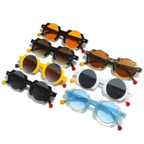 Lunettes de soleil rondes femme rétro punk rivets verres dégradés jaunes bleus UV400 - 2
