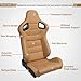 WTRAVEL Racing Seats 2 Pcs Reclinable Bucket Seats with 2 Sliders Adjustable PU Leather Seats Universal Sport Seats for Cars (Beige, 36.6