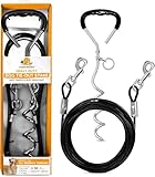 FURR BUNNY Dog Tie Out Cable and Stake for Medium Dogs Upto 50 LBs – Anti-Tangle, Rust-Resistant, 360° Swivel Leash System – 18 Inches Spiral Stake and 4mm 20 FT Long Dog Runner for Yard