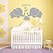 Large Cute Elephant Family with Hearts Wall Decals Baby Nursery Decor Kids Room Wall Stickers, (Large)40'W x19'H, Grey