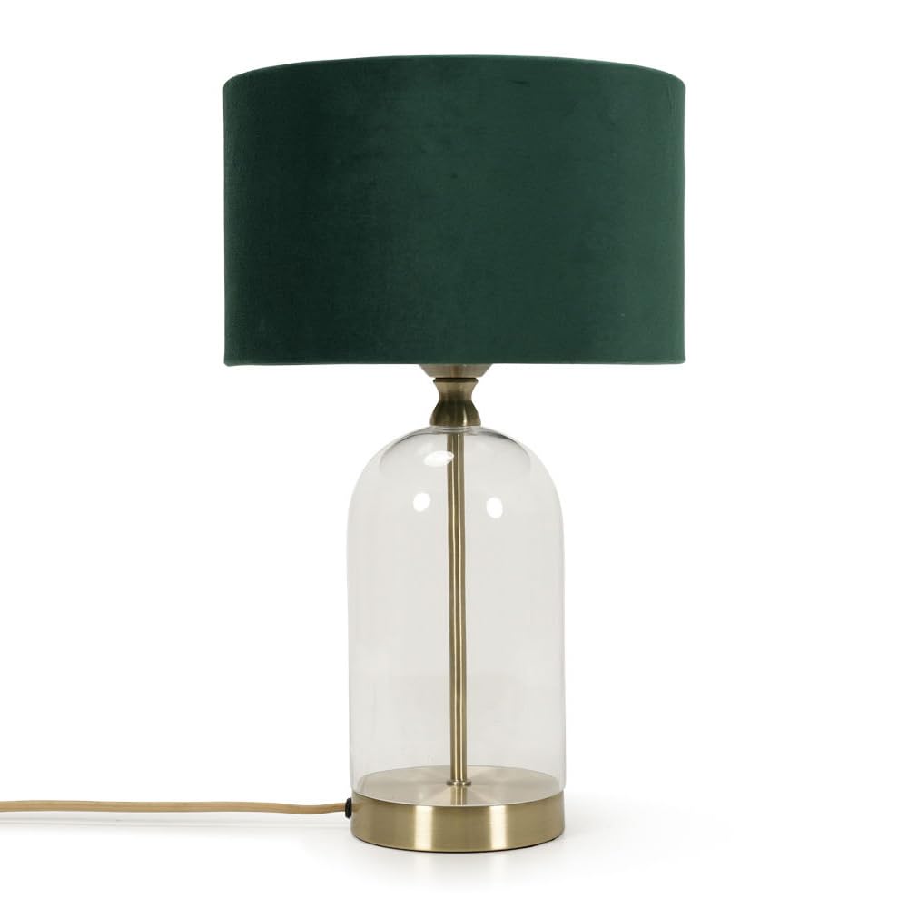 ValueLights - Table Lamp - Glass - Velvet Shade - Gold/Green