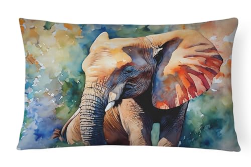 Caroline's Treasures DAC2909PW1216 Elephant Throw Pillow Machine Washable, Indoor Outdoor Decorative Pillow for Couch, Bed or Patio, 12HX16W