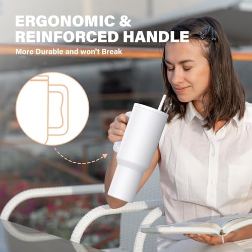 Image of Stainless Steel 1200 ml Vacuum Tumbler with Lid & Straw - Double‑Wall Insulated Cup for Travel, Gym & Office - Keeps Beverages Hot or Cold - 1.2 L Capacity (Coconut Cloud)
