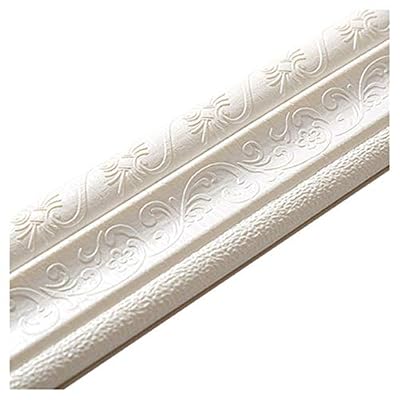 Cozylkx 90"x 3" Self Adhesive Flexible Foam Molding Trim, 3D Sticky Decorative Wall Lines Wallpaper Border for Home, Office, Hotel DIY Decoration, White
