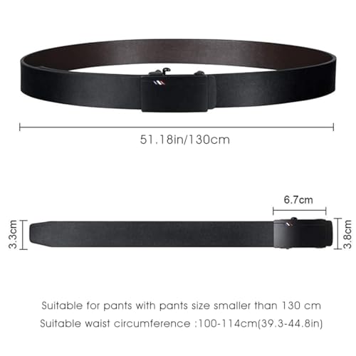 Image of GUSTAVE Men's Leather Belt Adjustable Auto Lock Buckle Belt for Men (Black-A)