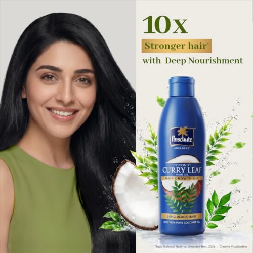 Image of Parachute Advansed Curry Leaf - Long Black Hair Oil | With Pure Coconut Oil | Nourishment for Black Hair & Growth 90ml